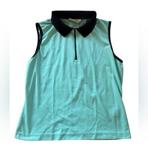 Tail Women’s Sleeveless Zip Golf Polo Green Black Size S